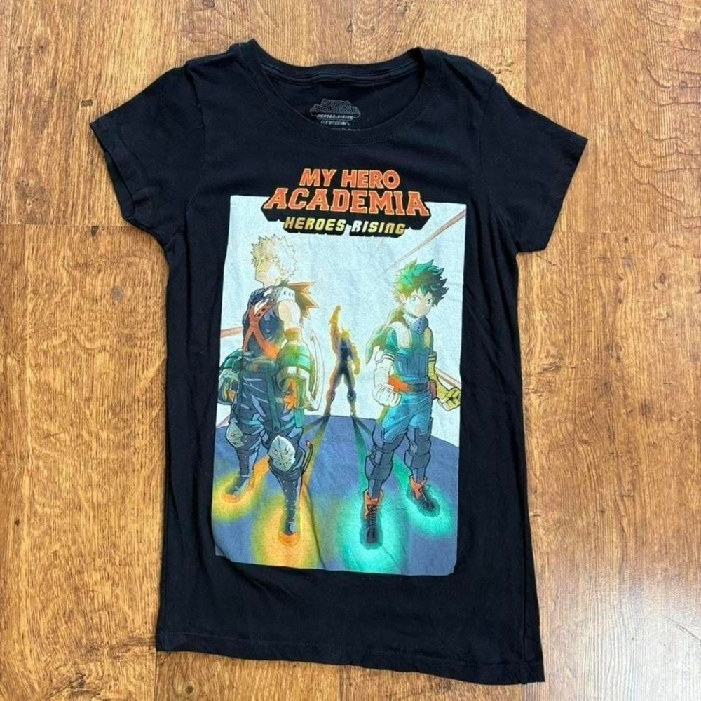 My Hero Academia faded black graphic t-shirt, looks like a baby tee style